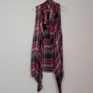 Plaid long vest